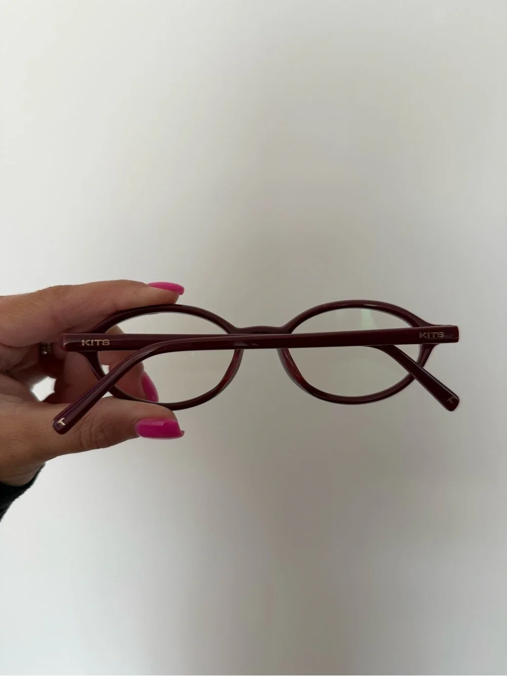 KITS Wisp eyeglasses in the Shiny Wine (KRD05) colorway